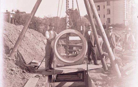 Rohrleitungsbau in Gießen 1902