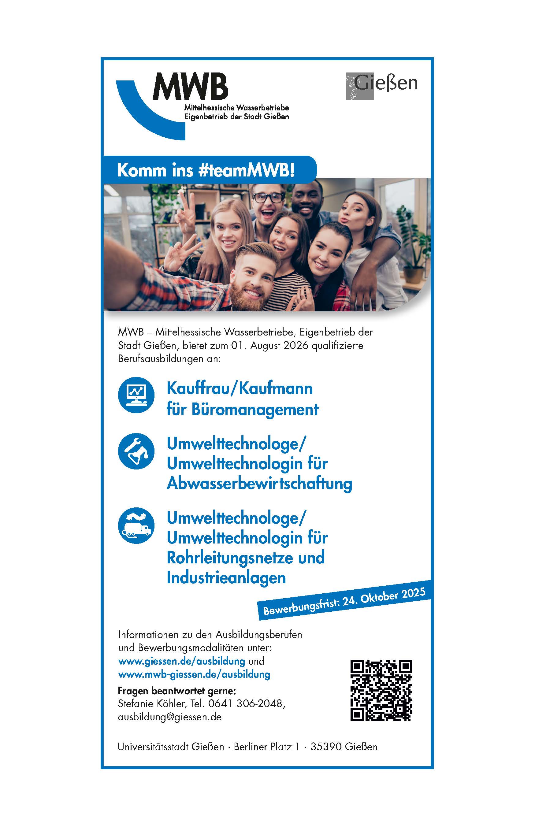 20250927 MWB Azubi Stellenanzeige September2025 KfB UfAb UfRI